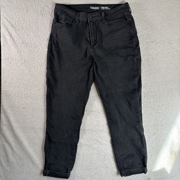 Levi’s Signature High Rise Skinny Ankle Jeans Womens Size 14 32x25 Black Stretch - Picture 1 of 11